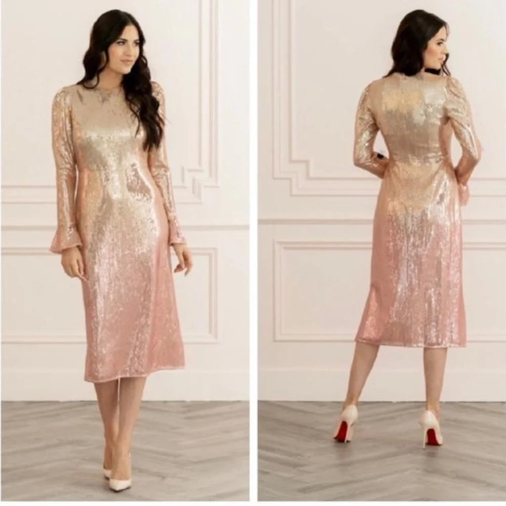 RACHEL PARCELL Sequin Long Sleeve Dress - Picture 1 of 14